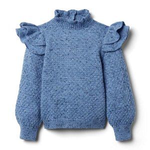 Janie and Jack | Ruffle Shoulder Textured Sweater, Blue Multi